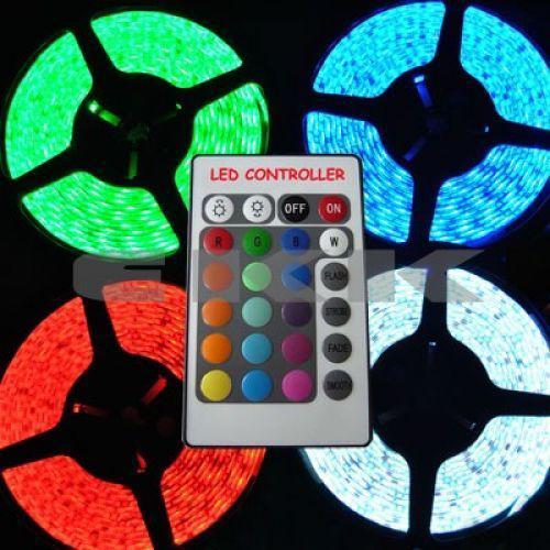 5m 24v waterproof 5050 smd 300 rgb led strip + ir controller +tracking number