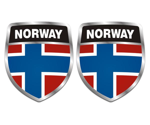 Norway flag shield decal set 4"x3.4" norwegian vinyl bumper sticker u5ab