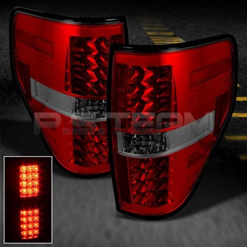 09-12 ford f-150 pickup truck red smoked led tail brake lights lamp left+right
