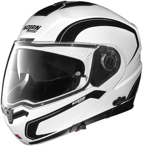 New nolan n104 modular action adult helmet, white/silver/black, large/lg
