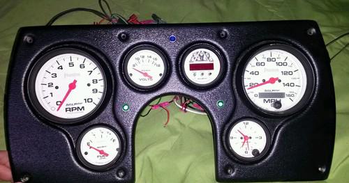 Black dash carrier panel w/ auto meter phantom mechanical gauges