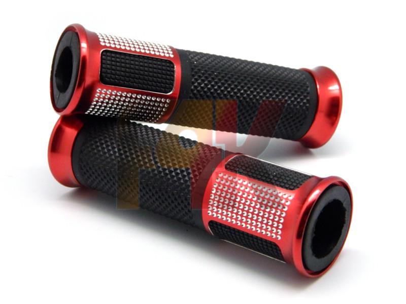 Red motorcycle cnc racing 7/8" handle bar rubber gel hand grips for sports bikes