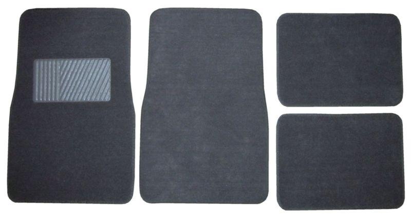 Charcoal grey car suv universal front rear floor mats w/ drivers side heel pad m