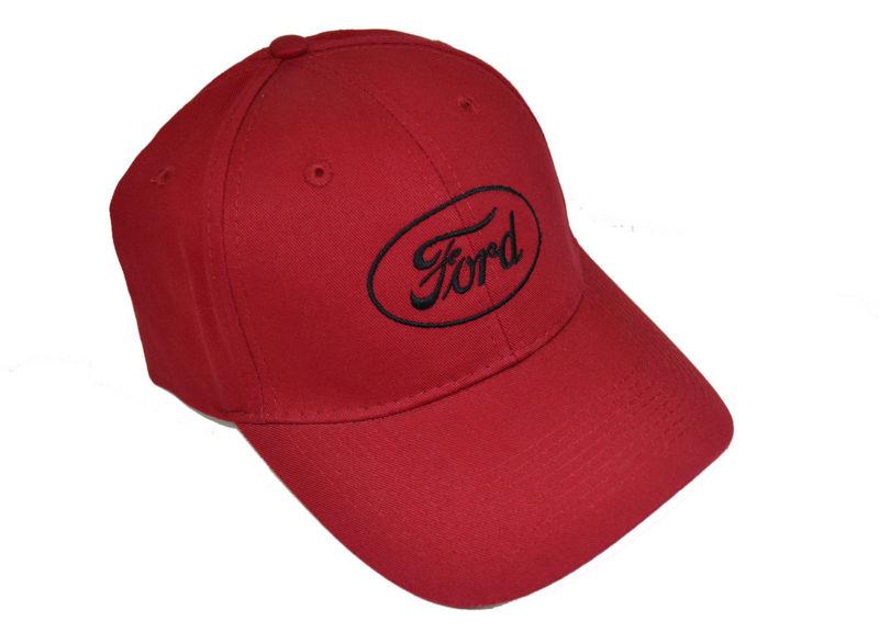 New ford logo hat red with black logo size adjustable velcro strap