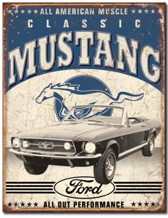 Vintage style classic mustang car tin sign auto garage mechanic american muscle 