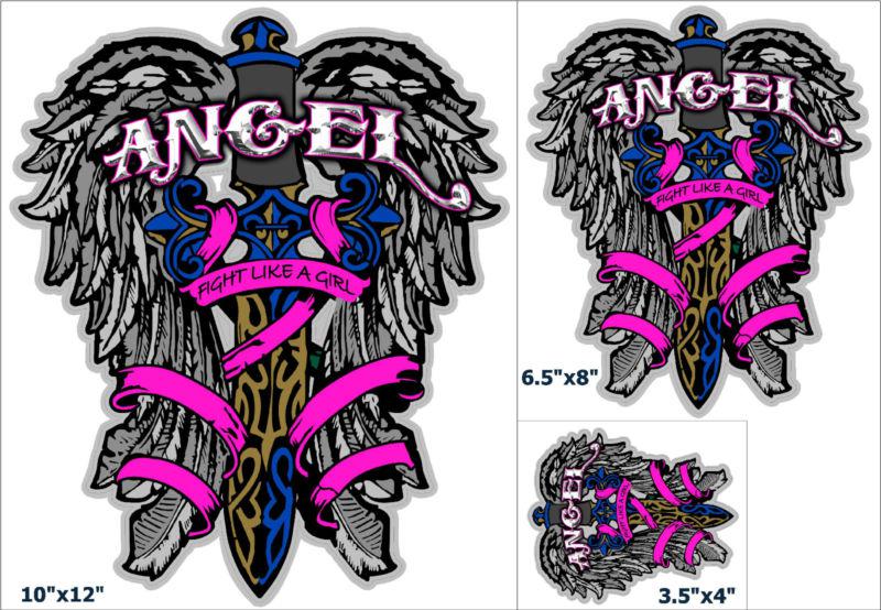Angel wing fight like a girl - breast cancer support decals  3pc   really cool