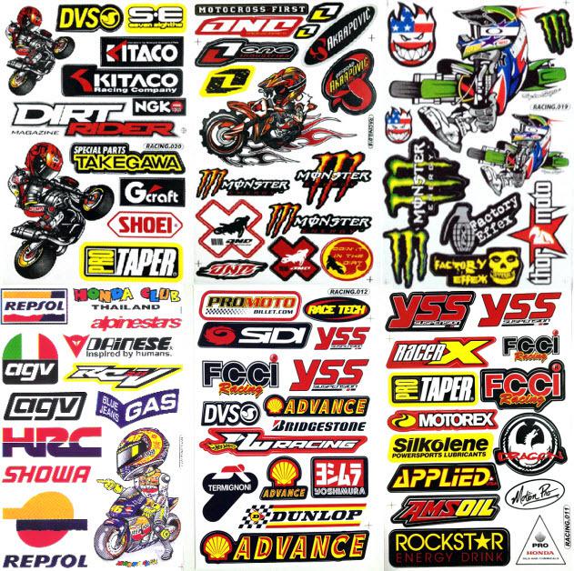 6 atv bike moto-gp truck automotive board motocycle bmx car sticker kit sponsor