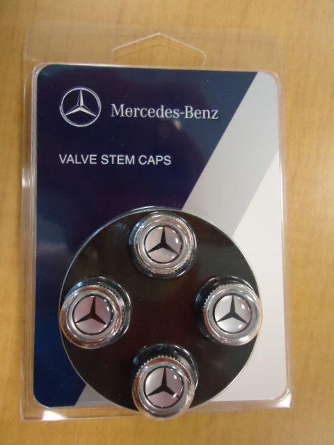 Genuine mercedes-benz valve stem caps black star on silver bq6408128