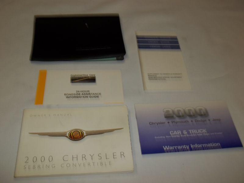 2000 chrysler sebring convertible owner's manual 5/pc.set & black chrysler case