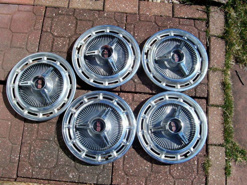 65 chevy impala 63 or 64 nova ss 14 in spinner hubcaps set of 5 barn find rare  