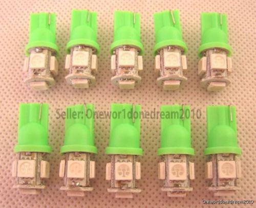 10x super t10 168 194 w5w 5050 5-smd led tail wedge license light bulbs green