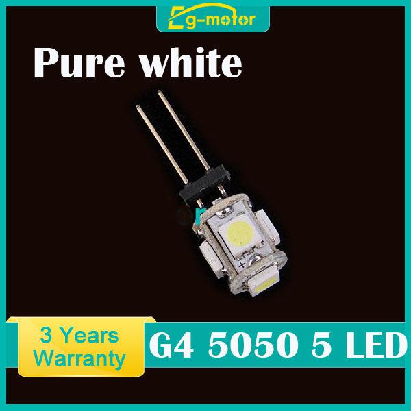 New pure white g4 5 led smd 5050 rv camper marine car boat light bulb lamp dc12v