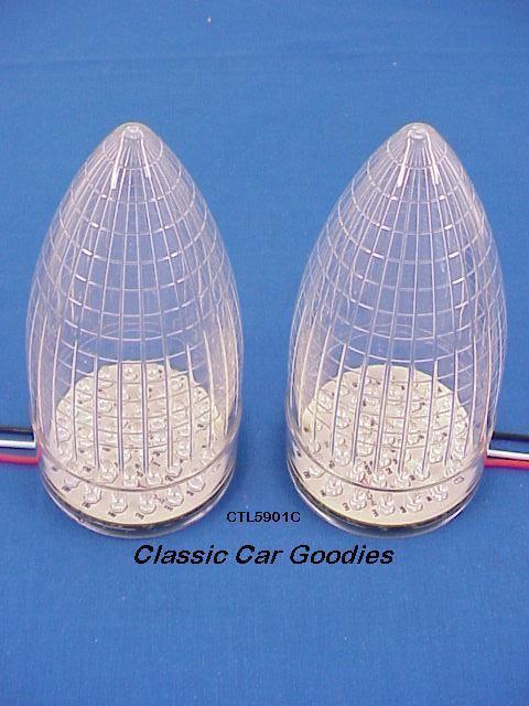 1959 cadillac tail lights (2) 40 red led clear lens new