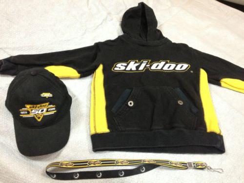 Ski-doo kids hoodie sweatshirt size 6-8 with 50th ski doo hat & pin plus lanyard