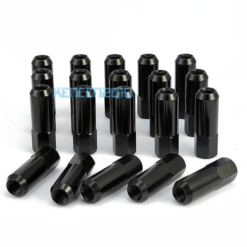 20x black 60mm aluminum extended tuner nuts lugs for wheels/rims m12x1.5 car