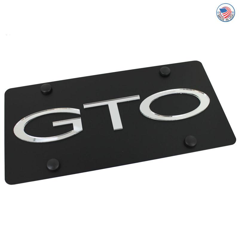 Pontiac gto name on carbon black stainless steel license plate