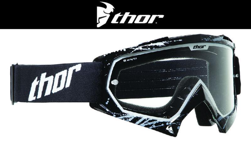 Thor youth enemy splatter black white dirt bike goggles motocross mx atv 2014