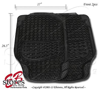 Front and rear 4pc heavy duty rubber floor mat style#b104 for mid size vehicle