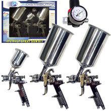 New 4pc hvlp stainless air gravity feed spray paint gun auto body painter boat