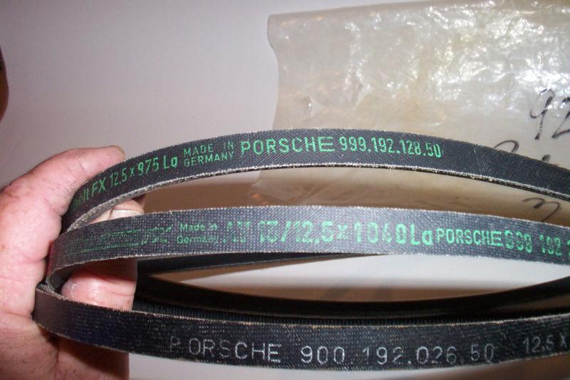 928 porsche' (3) drive belts oem (pre-serpentine) alt/h2o/fan/ac genuine porsche