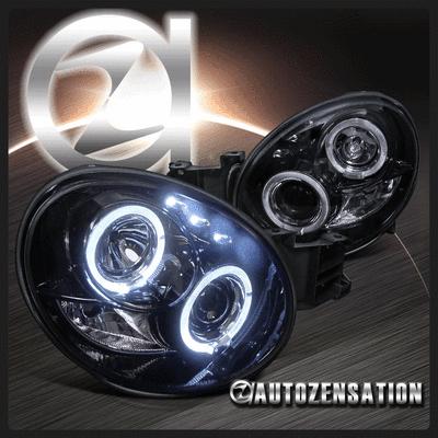02-03 subaru impreza glossy black halo led drl projector headlights