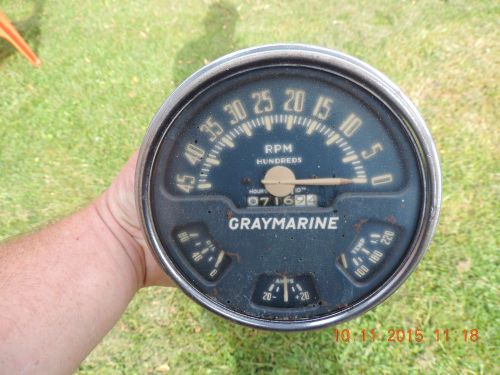Vintage graymarine rpm tach &amp; gauges old boat / marine - ac div. gmc - rat rod
