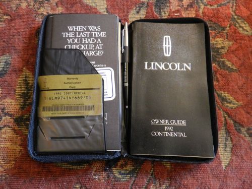 1992 lincoln continental owners manual with case warranty audio operating manual