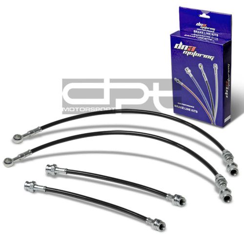 Prelude sn replacement front/rear stainless hose black pvc coated brake line kit