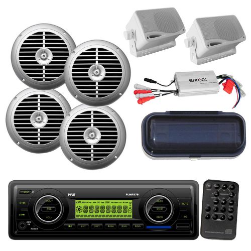 New plmr87wb weatherband aux sd usb marine receiver+  6 speakers,800w amp,cover,