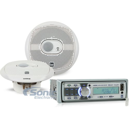 New! dual amcp500bt single din digital media marine receiver w/ 2 6.5&#034; speakers