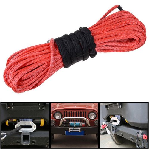 50&#039; 6400 lbs red dyneema synthetic winch cable cord rope for suv atv uvt pickup