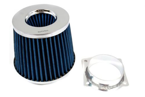 Blue mass air flow sensor intake maf adapter + filter for 01-07 escape v6 3.0l