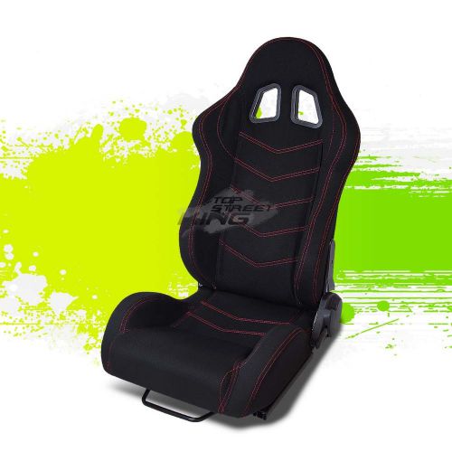 2x black+red stitch bucket jdm sports racing seats+adjustable slider driver side