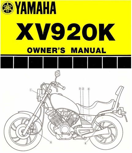 1983 yamaha xv920 virago 920 motorcycle owners manual -xv920k-xv 920