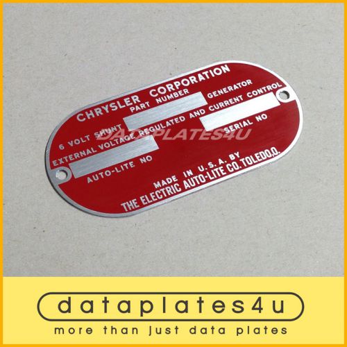 Data plate generator 6v chrysler dodge plymouth desoto fargo id tag dataplates4u
