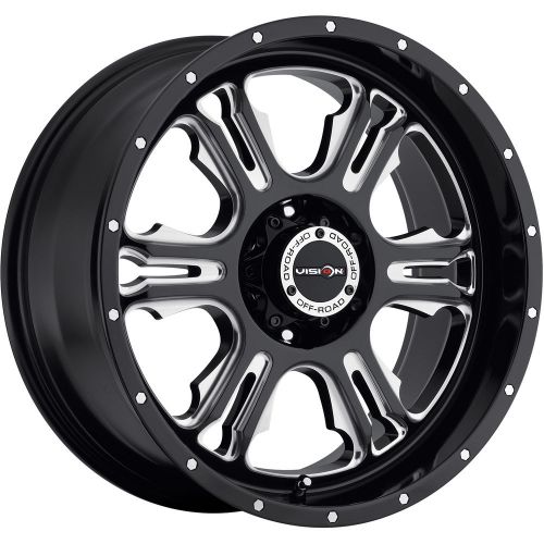 18x9 black vision rage 6x135 -12 rims toyo open country mt 285/75/18 tires