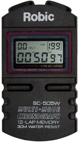 Robic five memory chrono stopwatch p/n sc-505 memory recall lap counter racing