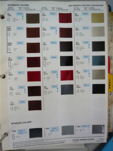 1985 gm world color dupont refinish paint chips 1985 info cheve corvette