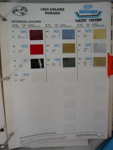 1983 subaru color chips world color sheet dupont refinish 80-82 info