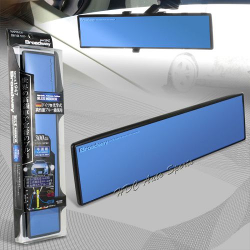 Broadway 300mm wide flat interior clip on rear view blue tint mirror universal 7