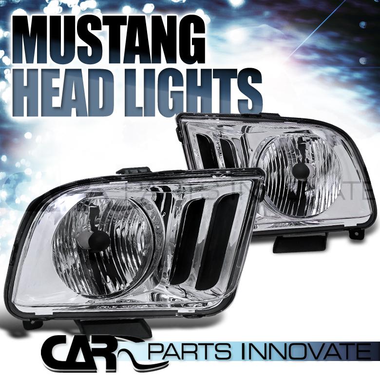 Ford 05-09 mustang gt chrome housing crystal head lights lamp
