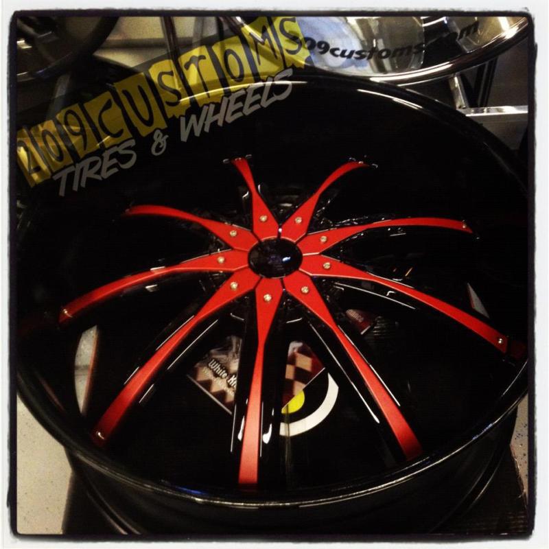 22" 22 inch wheels & tires dcenti 29 red inserts 6x135 navigator blackwood mark 