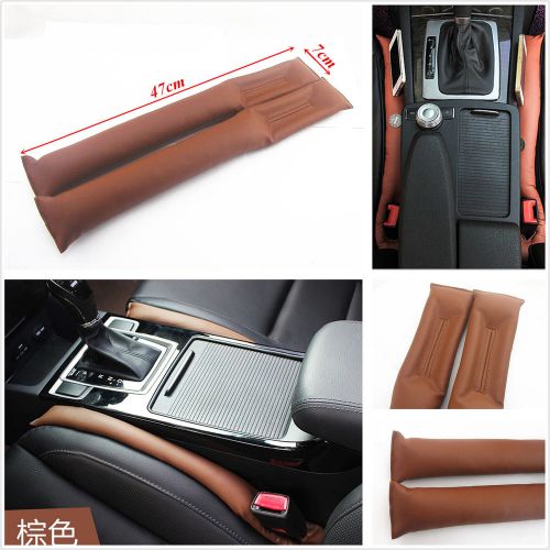 2 pcs brown artificial leather car seat gap filler soft pad stop holster blocker
