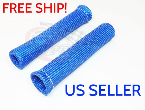 Nyppd 2x blue heat shield spark plug boot protector sleeve wire wrap insulator