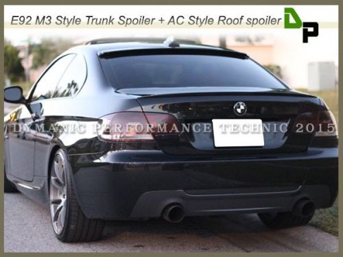 #668 black m3 style trunk spoiler &amp; ac roof wing for bmw e92 3-series 2dr 07-13