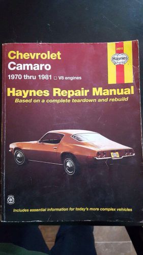1970-1981 v8 engines haynes repair manual-chevrolet camaro