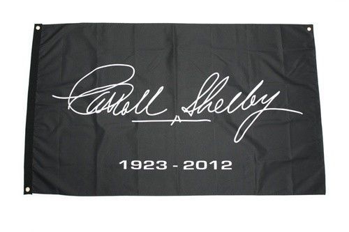 Carroll shelby signature 1923-2012 3&#039;x 5&#039; black memorial flag ford mustang cobra