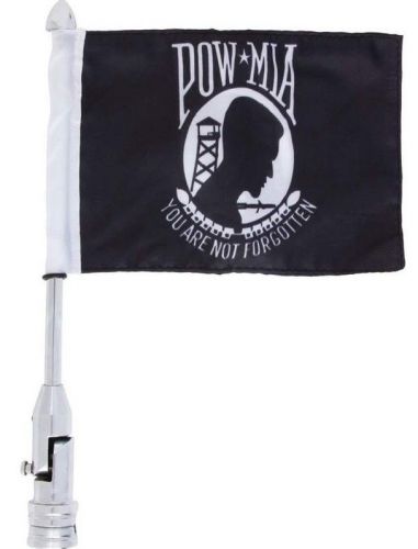 Diamond plate motorcycle flagpole mount with mia/pow flag