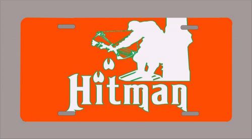 Orange &#034;hit man&#034; bow hunter with white text novelty license plate-free shipping!