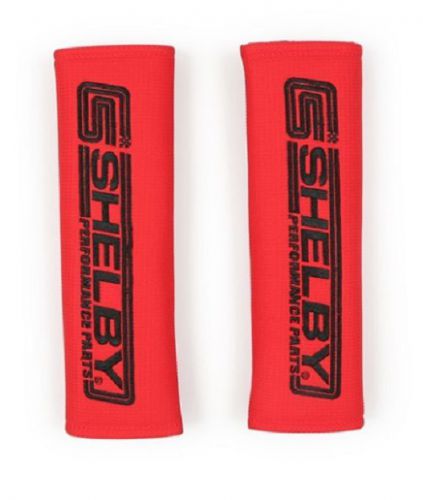 (2005-2014) ford mustang shelby logo harness / seat belt pads red/ black letters